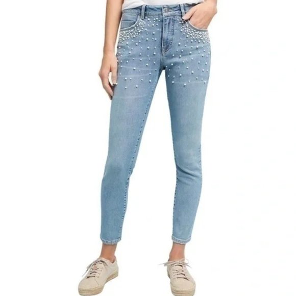 Anthro Pilcro and the Letterpress Script Pearl Accent Skinny Jeans - Picture 3 of 8